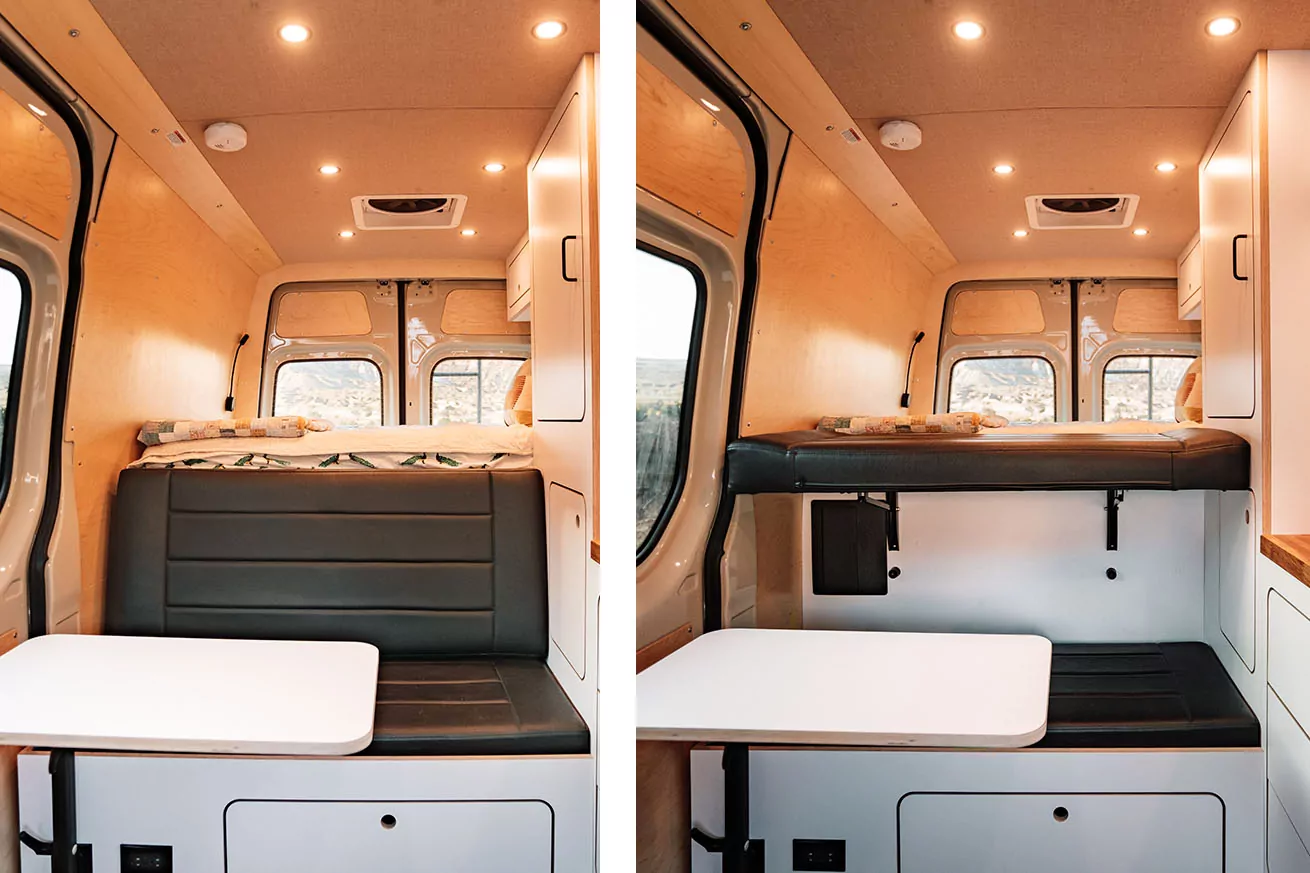 VanCraft's exclusive bed extension give you more than 6 feet of sleeping space